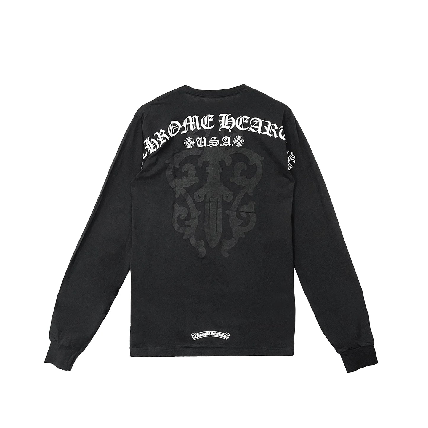 Dark Dagger Script Logo Black Long Sleeve T-Shirt
