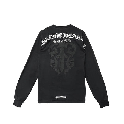 Dark Dagger Script Logo Black Long Sleeve T-Shirt