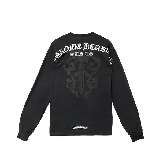 Dark Dagger Script Logo Black Long Sleeve T-Shirt