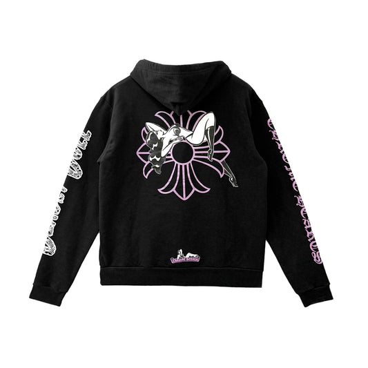 Chrome Hearts Deadly Doll Cross Graphic Pullover Hoodie Black