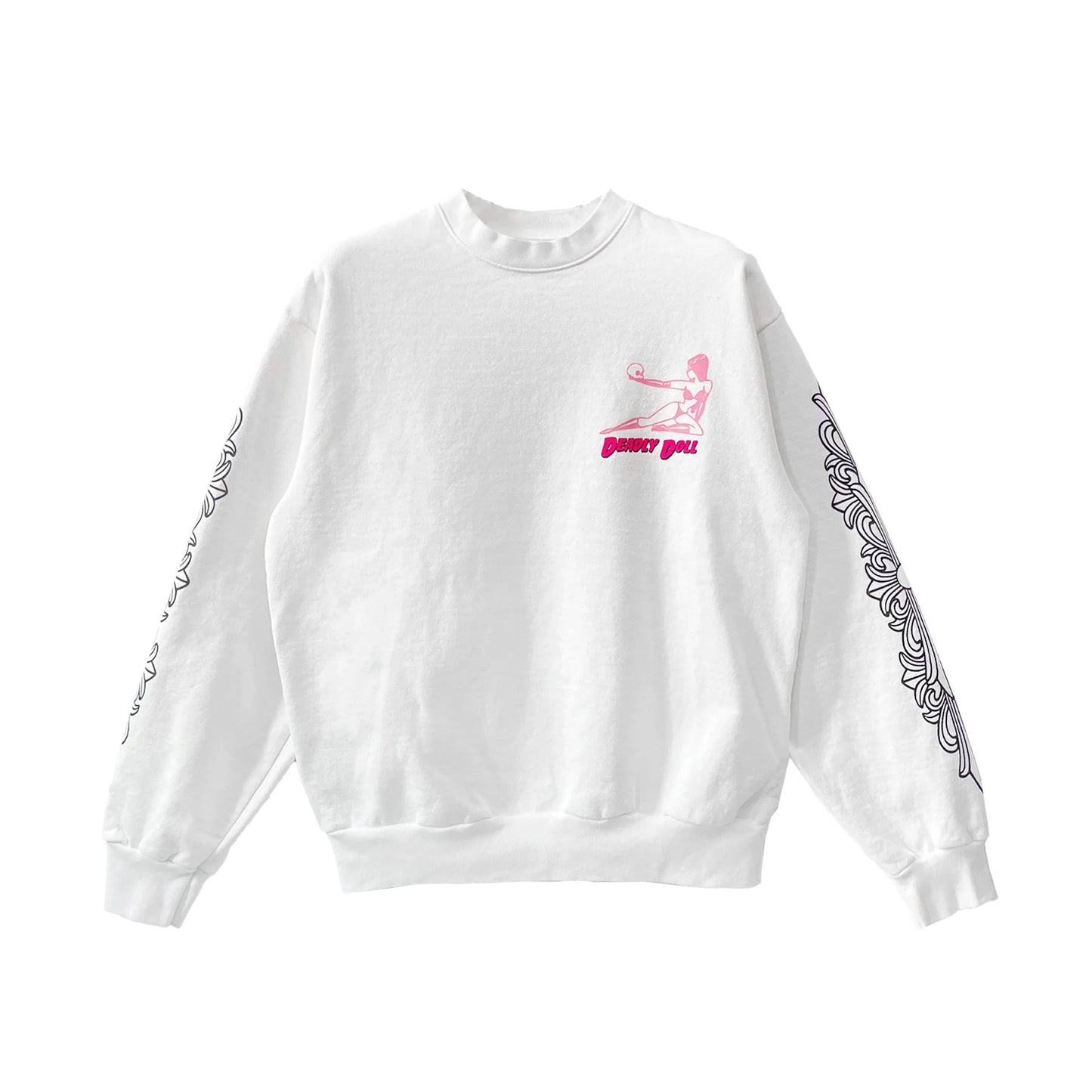 Deadly Doll Graffiti Floral Sleeve White Chrome Hearts Sweatshirt