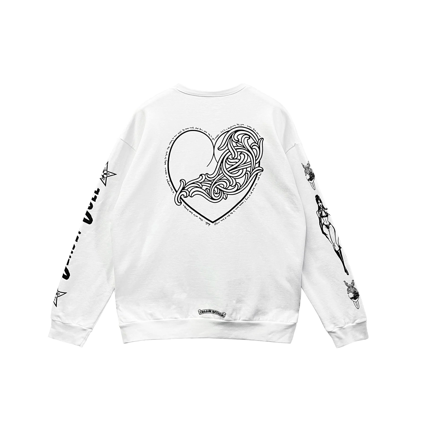 Deadly Doll Vine Heart Logo Chrome Hearts Sweatshirt White