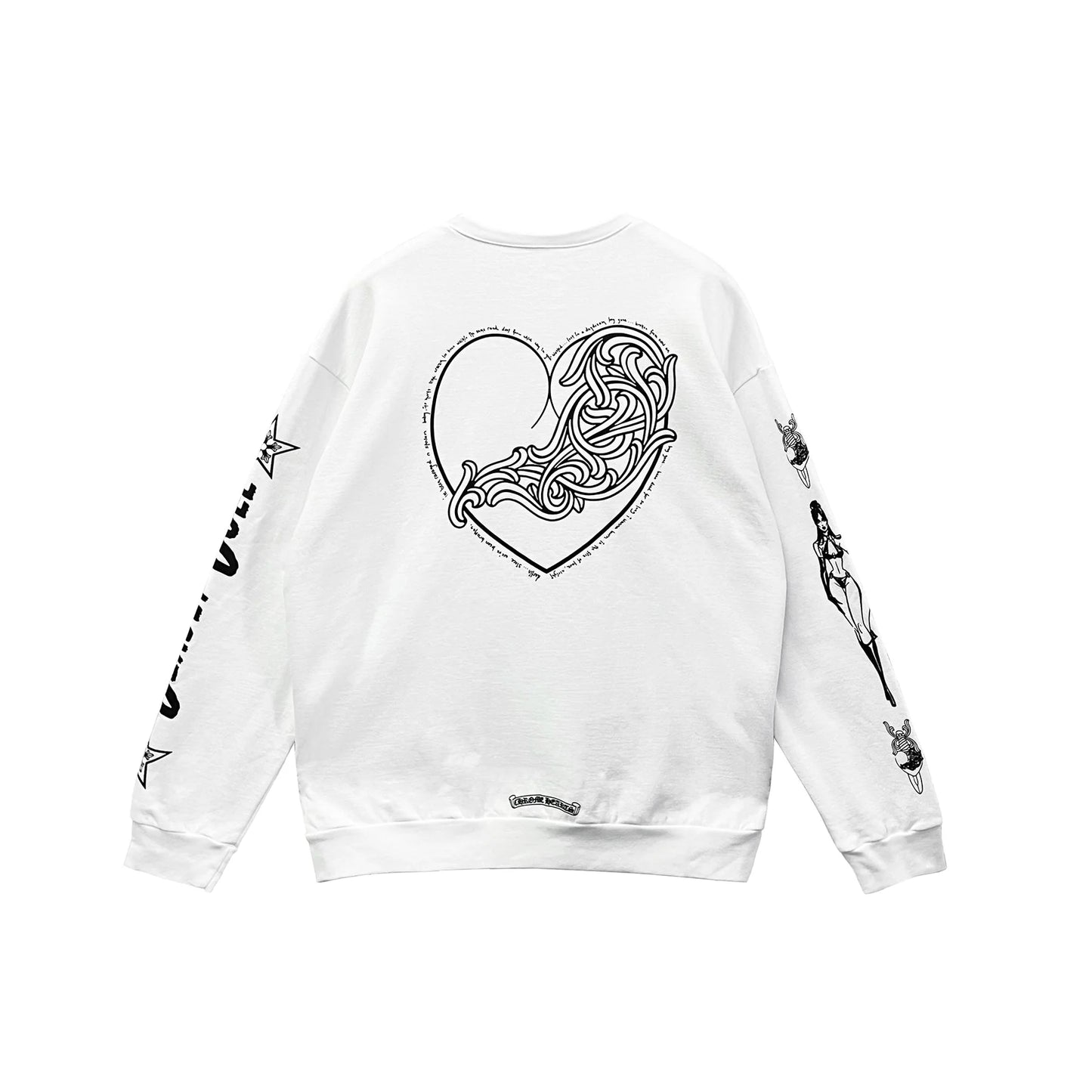 Deadly Doll Vine Heart Logo Chrome Hearts Sweatshirt White