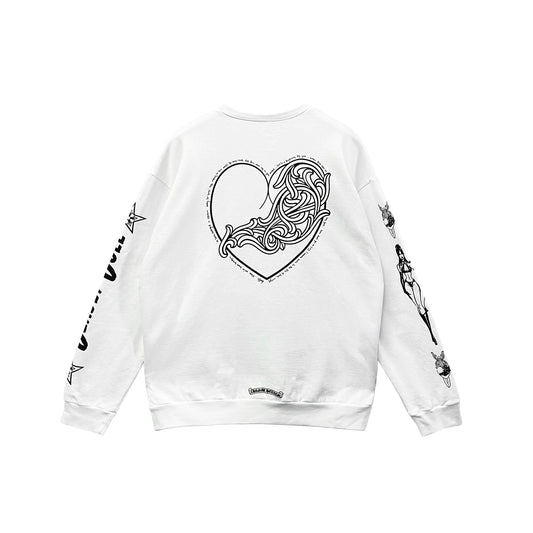 Deadly Doll Vine Heart Logo Chrome Hearts Sweatshirt White