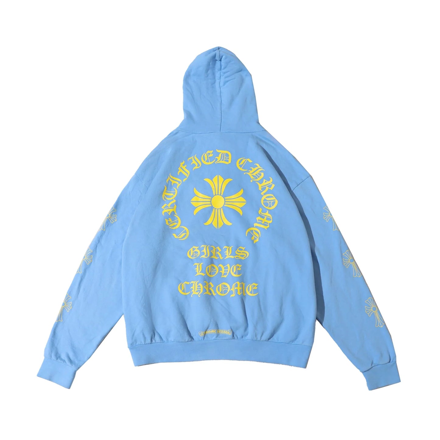 Chrome Hearts Drake CLB Yellow Graffiti Blue Pullover Hoodie