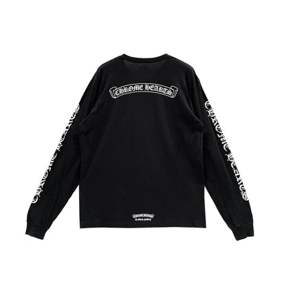 FU Scroll Logo Long Sleeve Chrome Hearts T-Shirt Black