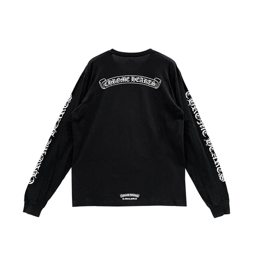 FU Scroll Logo Long Sleeve Chrome Hearts T-Shirt Black
