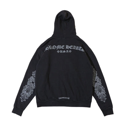 F&F Glitter USA Horseshoe Black Chrome Hearts Hoodie