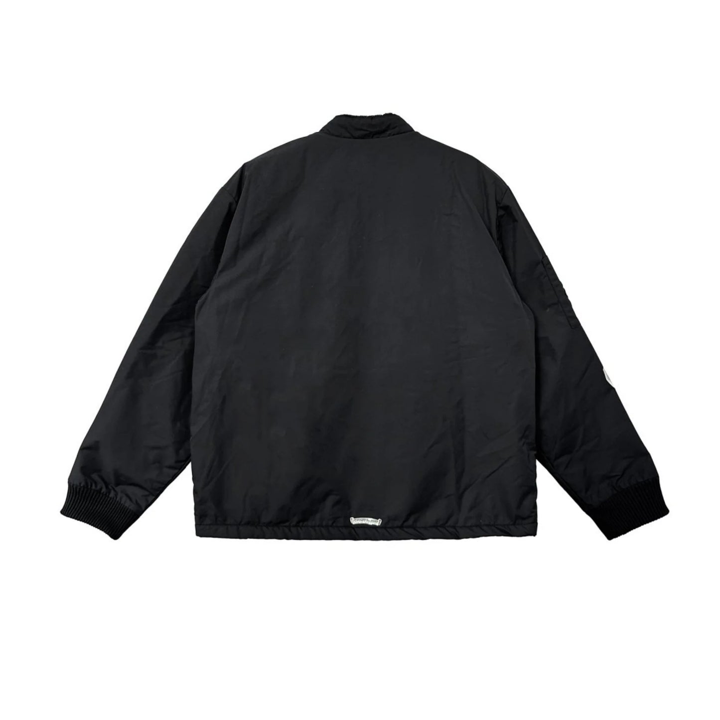 Faux Fur Lined Red Triple Cross Patch Black Jacket