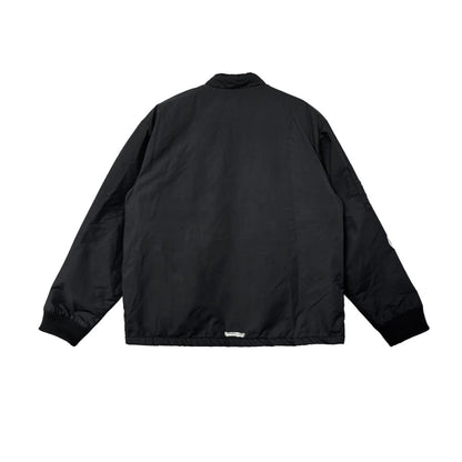 Faux Fur Lined Red Triple Cross Patch Black Jacket