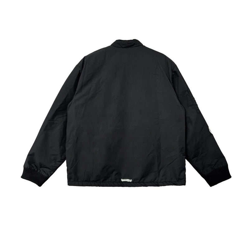 Faux Fur Lined Red Triple Cross Patch Black Jacket