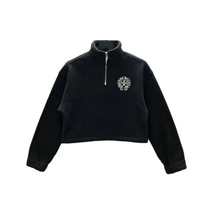 Chrome Hearts Horseshoe Half Zip Cropped Sweatshirt