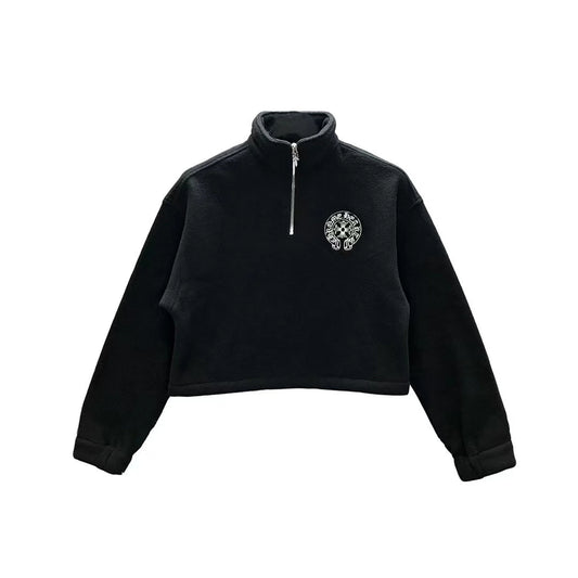 Chrome Hearts Horseshoe Half Zip Cropped Sweatshirt