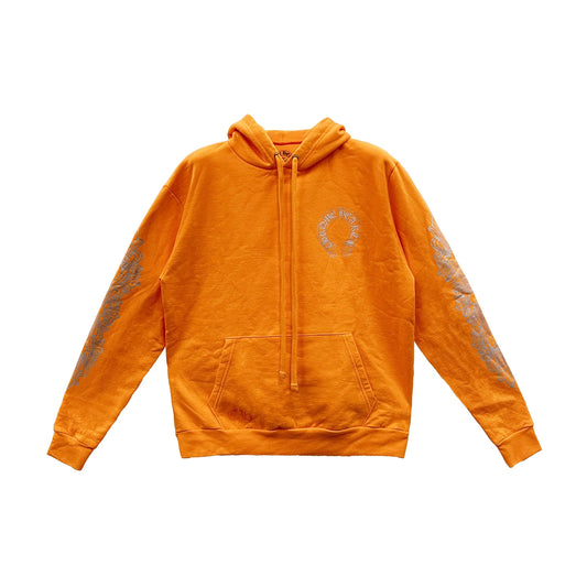 Chrome Hearts Glitter Horseshoe Orange Pullover Hoodie