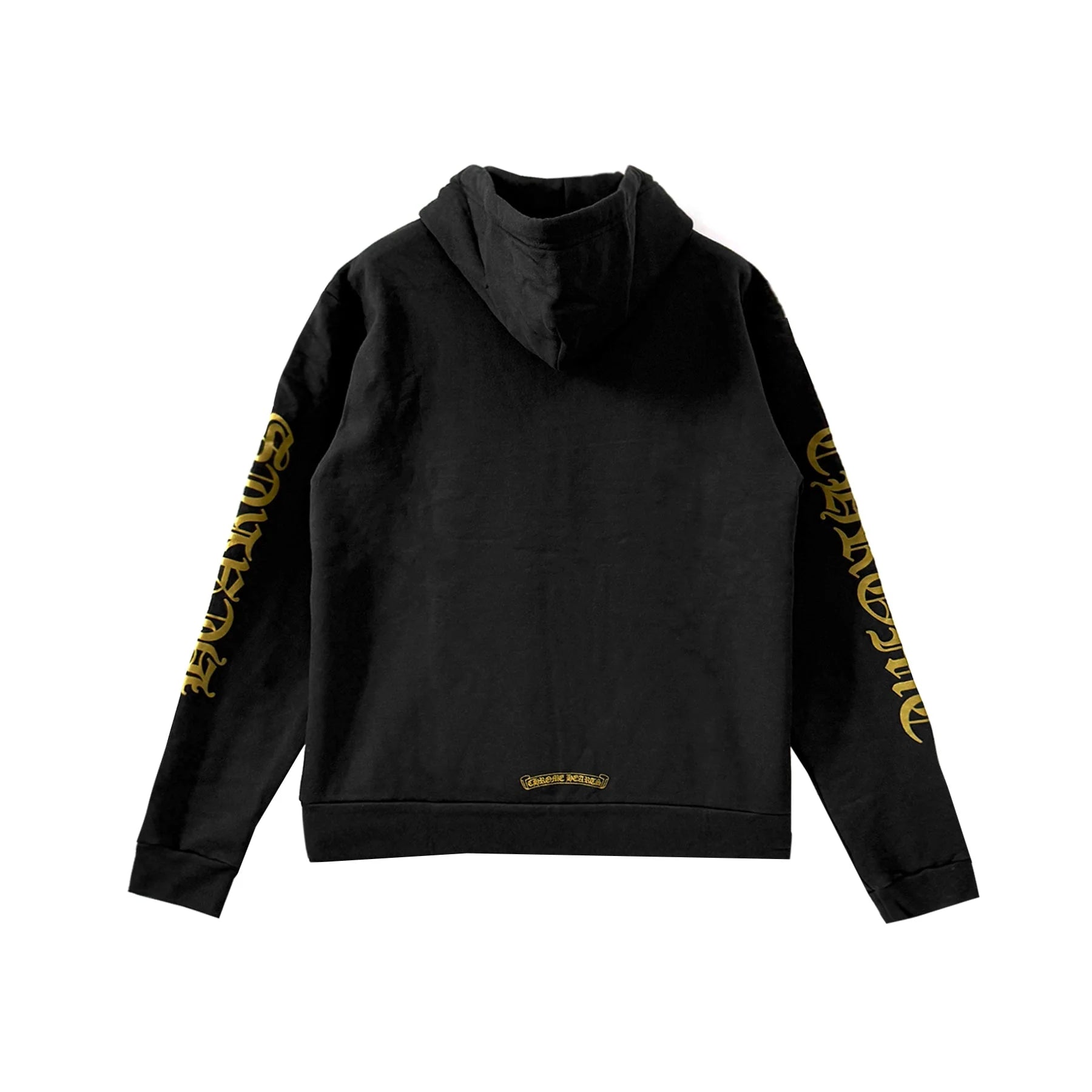 Black Chrome Hearts Zip Up Hoodie Gold Script