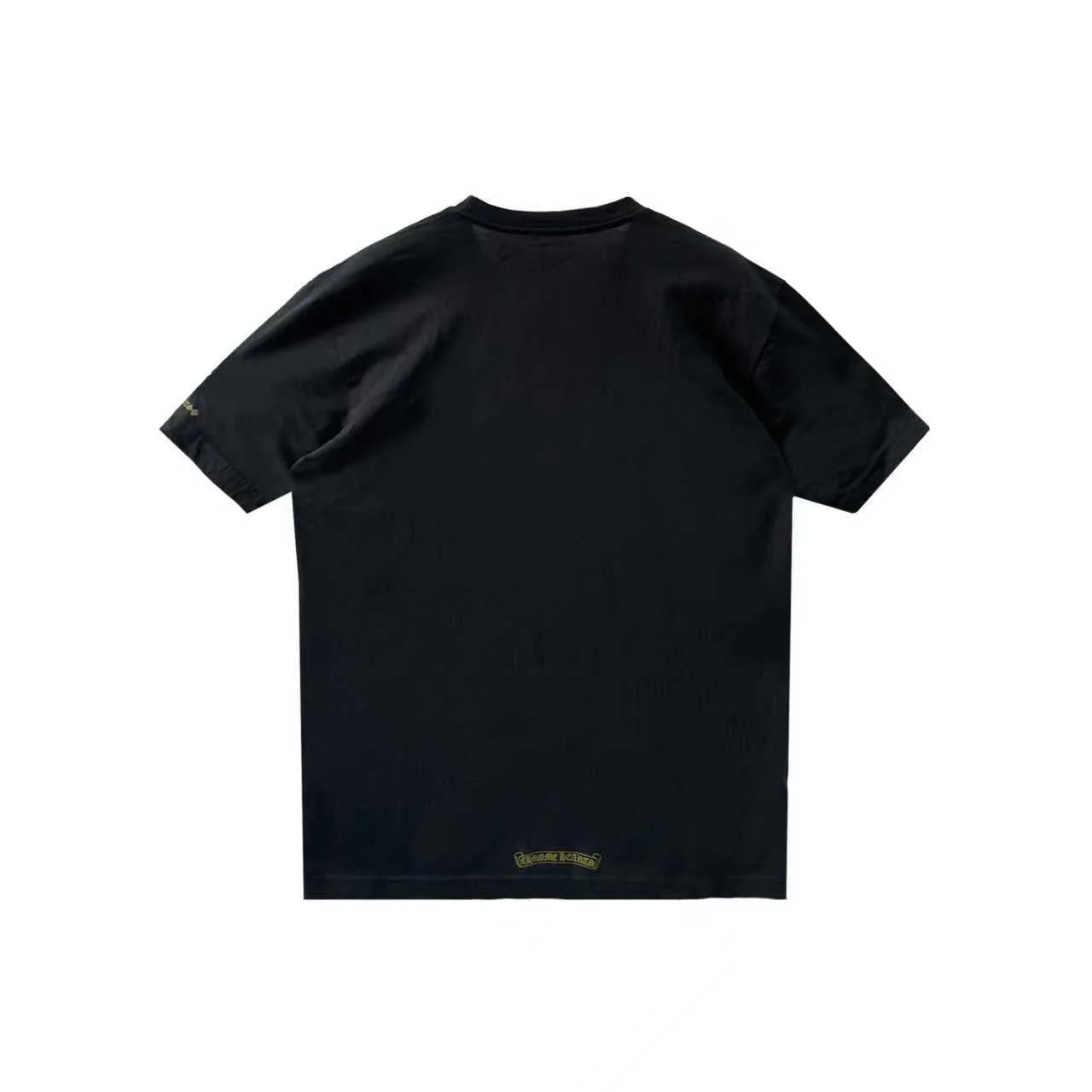 Gold Script Neck Pocket Short Sleeve T-Shirt Black