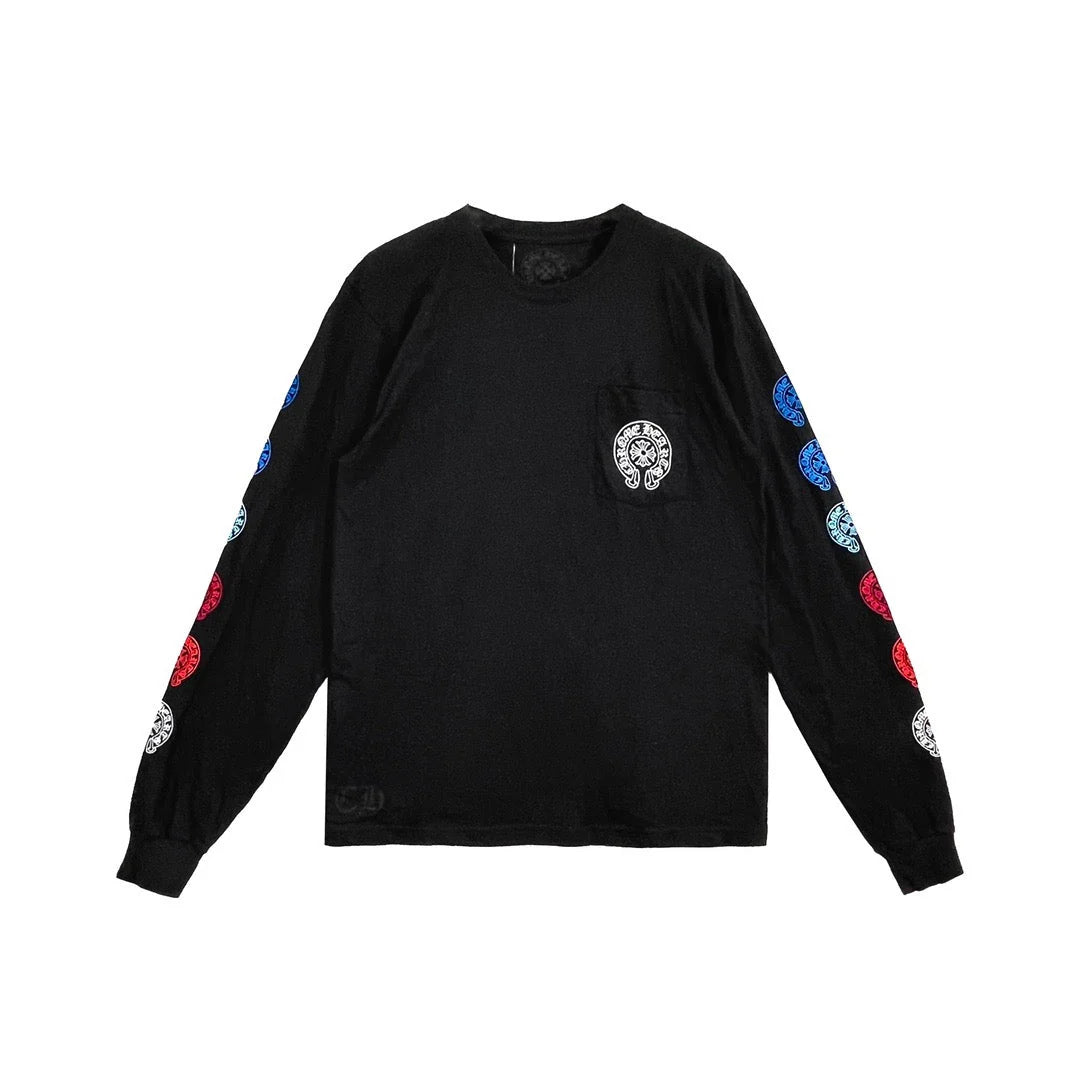 Gradient Horseshoe Black Long Sleeve T-Shirt