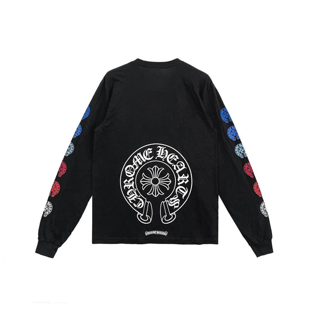 Gradient Horseshoe Black Long Sleeve T-Shirt