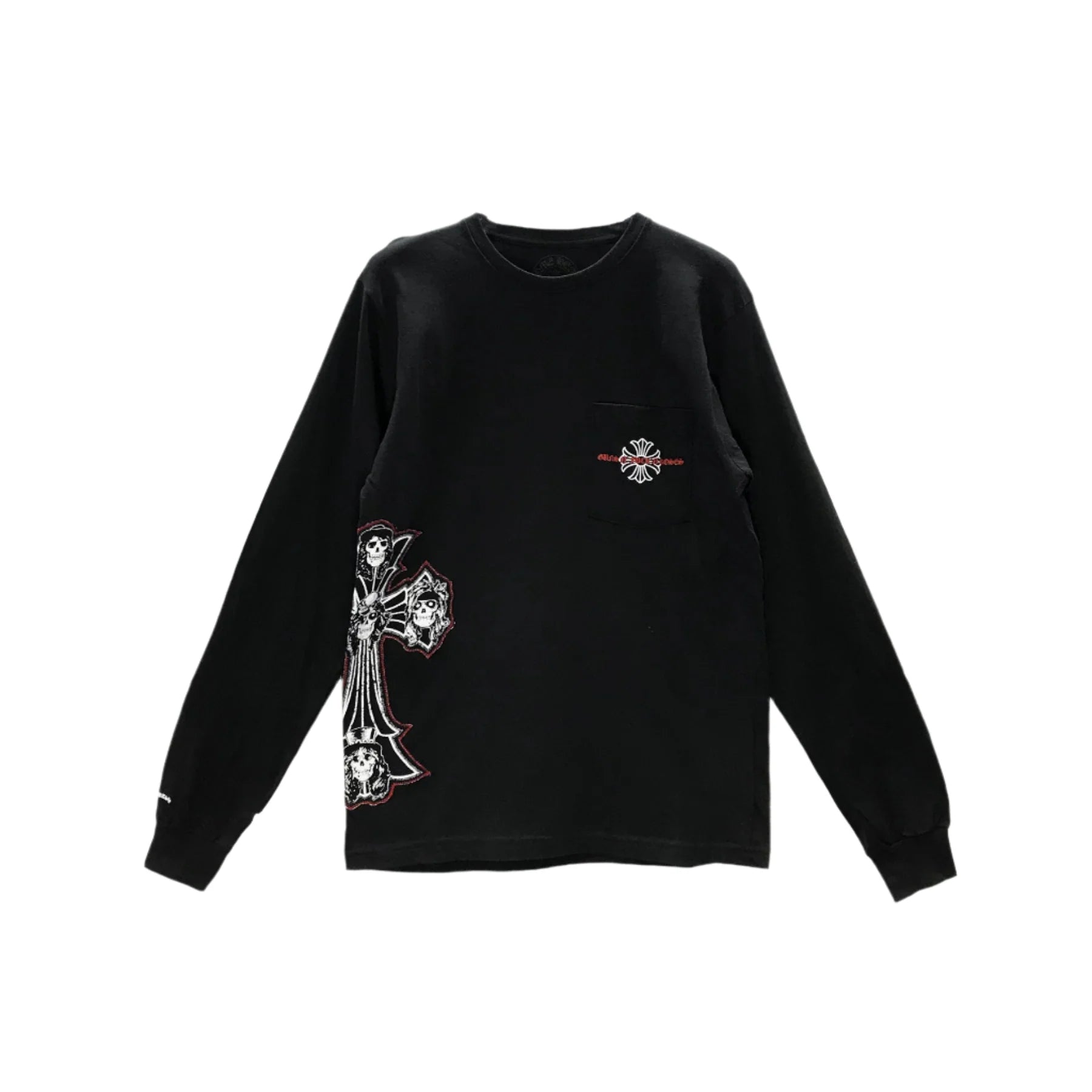 Gun N' Roses Black Cross Embroidered Long Sleeve T-Shirt