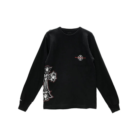 Gun N' Roses Black Cross Embroidered Long Sleeve T-Shirt