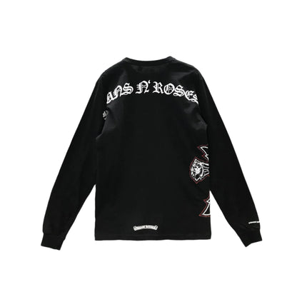 Gun N' Roses Black Cross Embroidered Long Sleeve T-Shirt