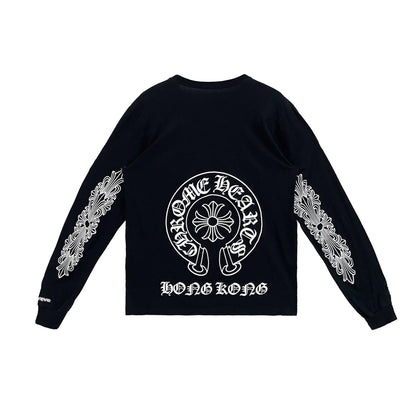 Hong Kong Exclusive Horseshoe Long Sleeve Black Tee