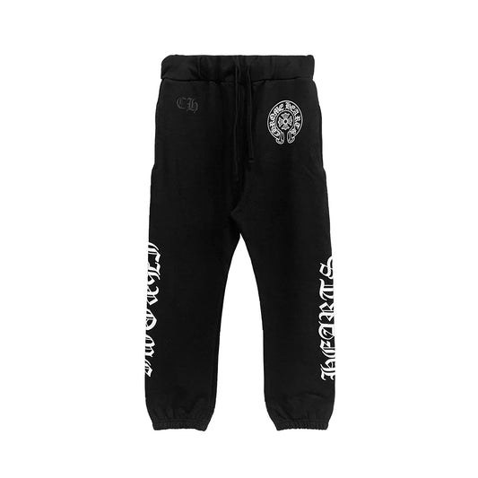 Horseshoe Script Chrome Hearts Black Sweatpants