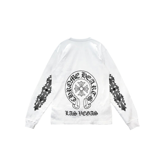 Las Vegas Horseshoe White Long Sleeve T Shirt