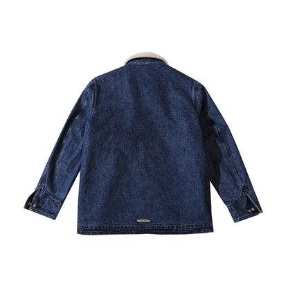 Shearling Collar Chrome Hearts Blue Denim Work Jacket