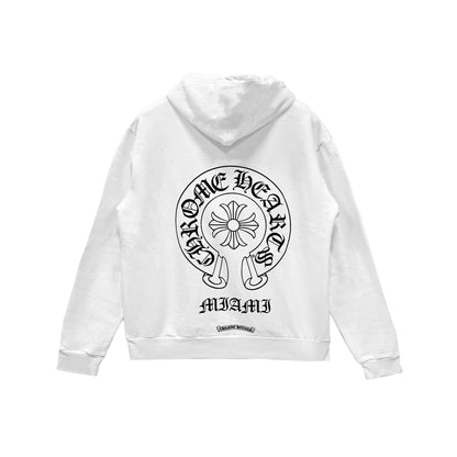 Miami Exclusive Horseshoe Logo Pullover White Hoodie