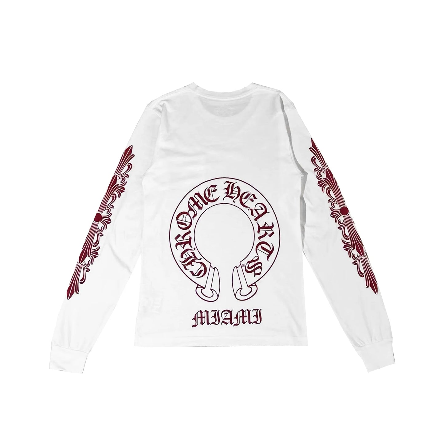 Miami Red Horseshoe Logo Long Sleeve T-Shirt