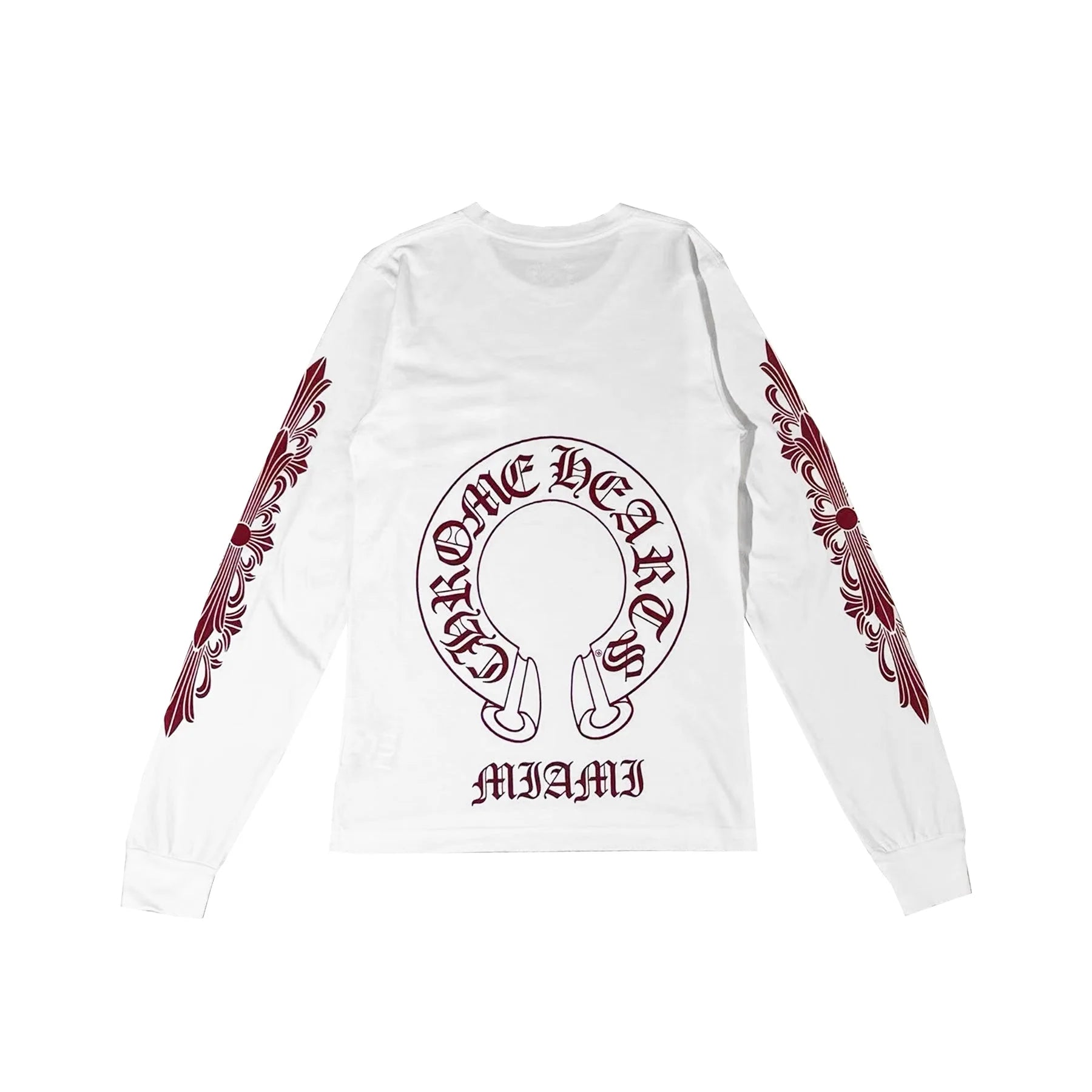 Miami Red Horseshoe Logo Long Sleeve T-Shirt