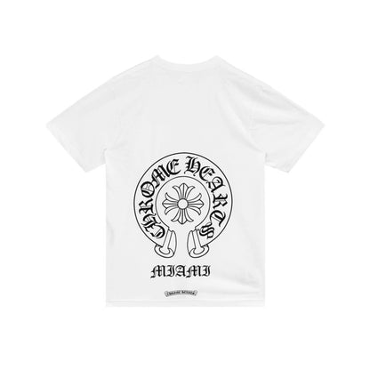 Miami White Horseshoe Short Sleeve Chrome Hearts T-Shirt