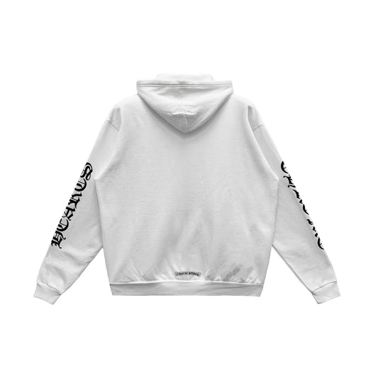 Monogram Vertical Chrome Hearts White Zip Up Hoodie