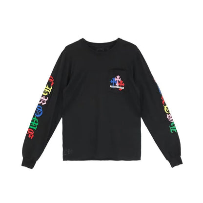 Multi Color Cross Black Long Sleeves Pocket Tee