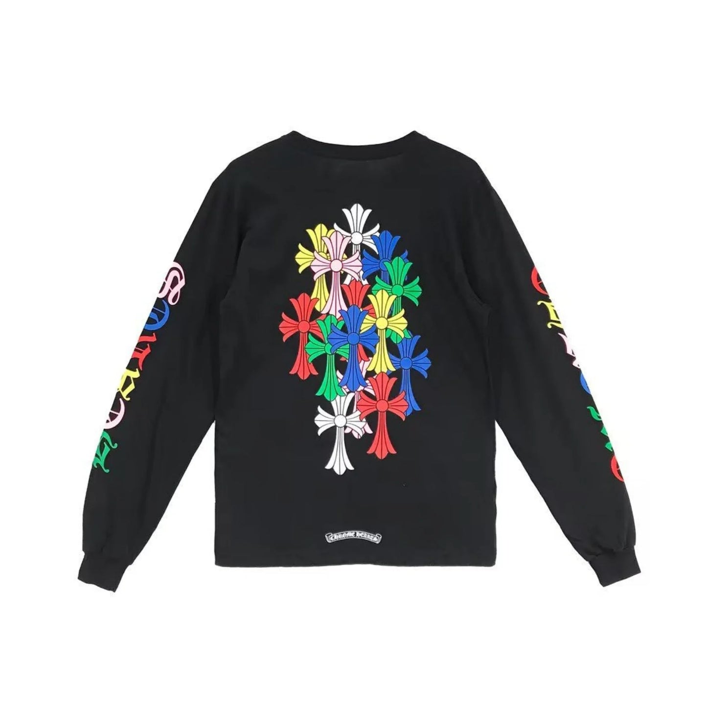 Multi Color Cross Black Long Sleeves Pocket Tee