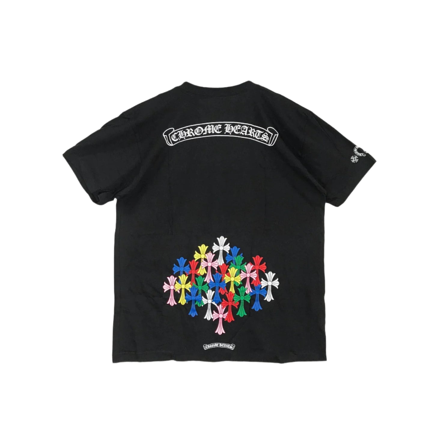 Multi Color Cross Scroll Logo Short Sleeve Tee Black