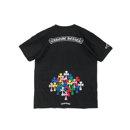 Multi Color Cross Scroll Logo Short Sleeve Tee Black