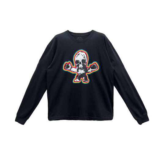 Multi Rainbow Foti Harris Teeter Long Sleeve Black Tee