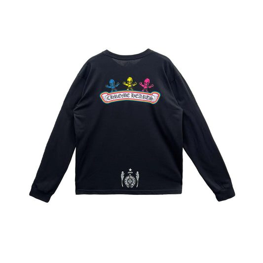 Multi Rainbow Foti Harris Teeter Long Sleeve Black Tee
