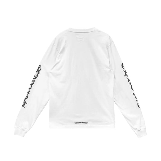 Stylish Neck White Long Sleeve Pocket T-Shirt
