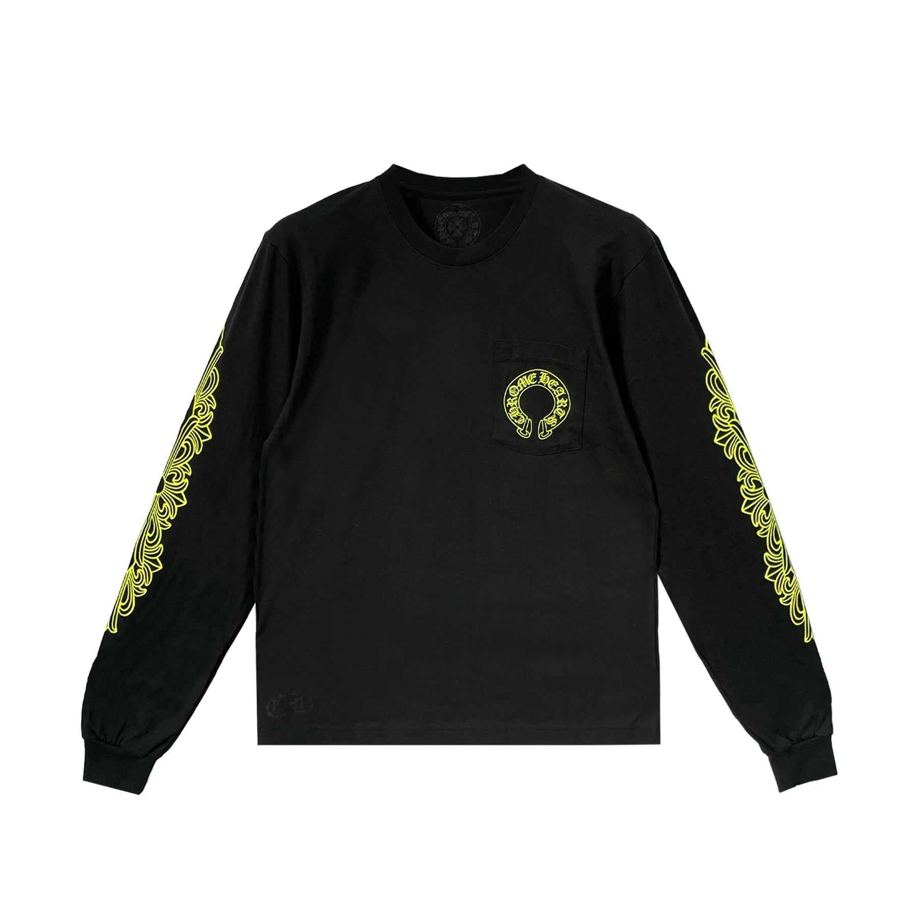 Neon Yellow Horseshoe Pocket Long Sleeve Tee