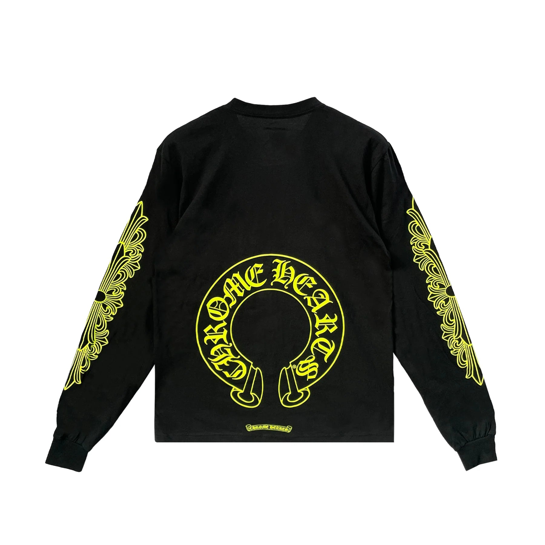 Neon Yellow Horseshoe Pocket Long Sleeve Tee