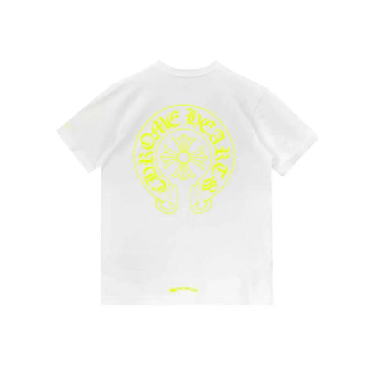 Neon Yellow Horseshoe Pocket Chrome Hearts Tee