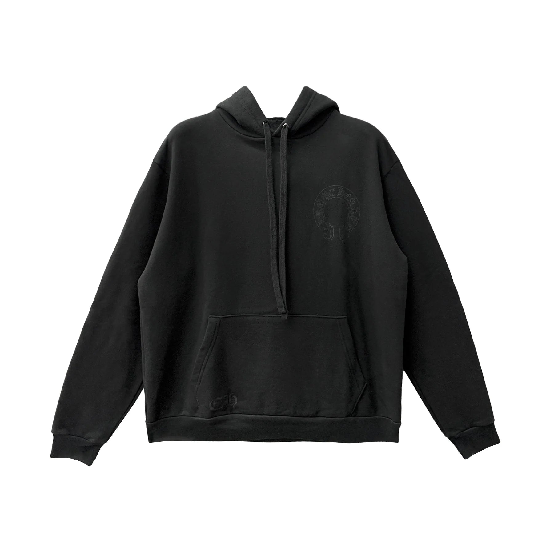 Online Stylish Glitter Script Floral Sleeve Black Pullover Hoodie