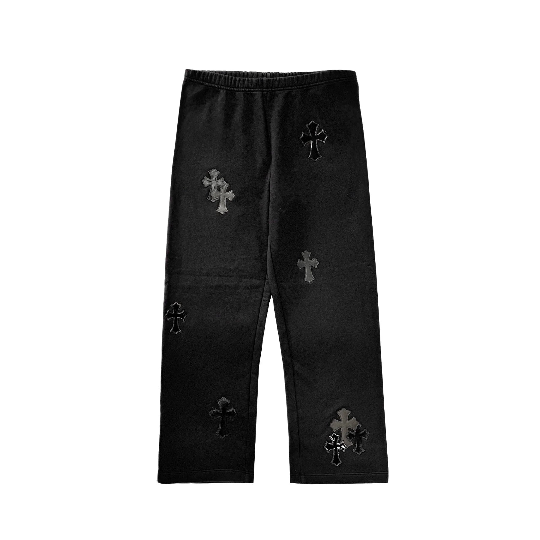 Chrome Hearts Patent Leather Cross Patch Black Sweatpants