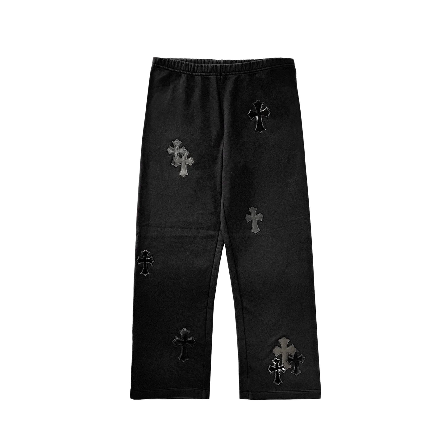Chrome Hearts Patent Leather Cross Patch Black Sweatpants