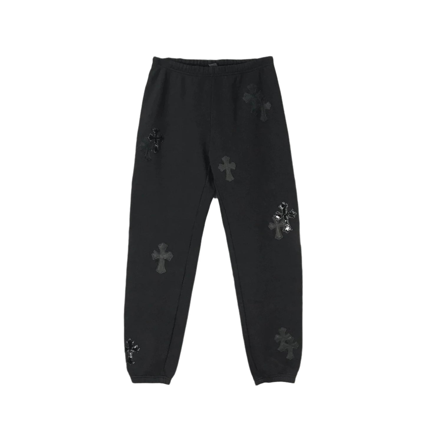 Patent Leather Cross Chrome Hearts Sweatpants