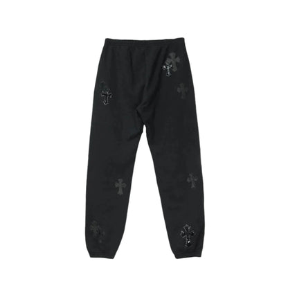 Patent Leather Cross Chrome Hearts Sweatpants