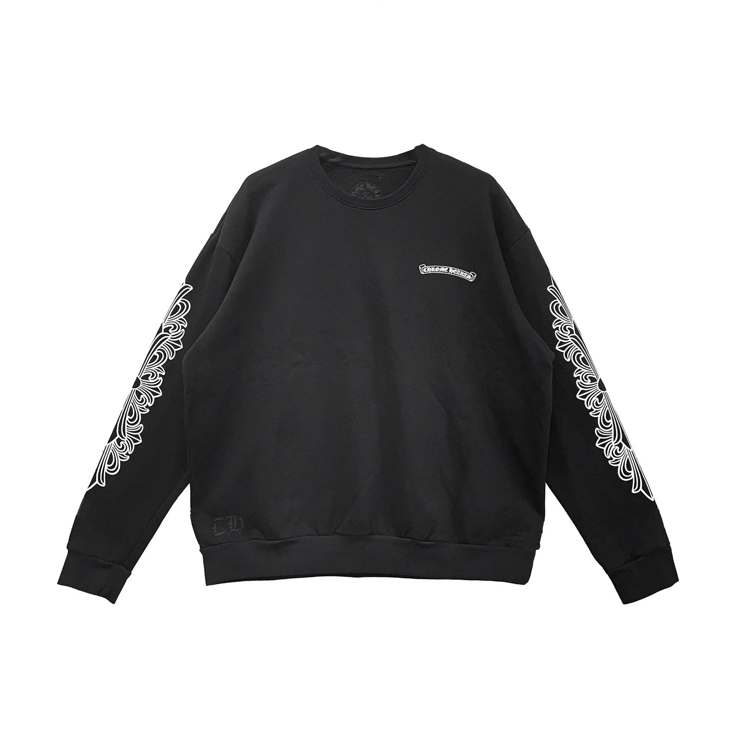 Black Chrome Hearts Sweatshirt Pink Dagger Script Logo